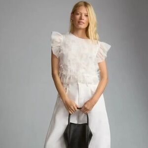 Maeve tulle ruffle mesh blouse, Sz M, Like new!